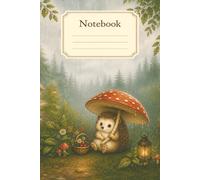 Mushroom Hedgehog Notebook: 6 x 9 Inch Cute Lined Journal｜100 Pages｜Cream Paper｜for Notes, Reading Lists, School, Work, and Everyday Writing