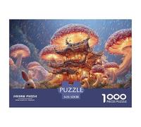 Mushroom House World 1000 Pzas Papel Premium Rompecabezas Asian Temple in Bloom Alivio Estrés Jigsaw Decoración Amigos 52x38cm/1000pcs