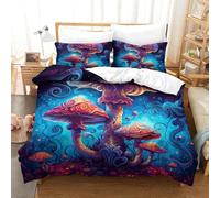 Mushroom Juego De 3 Piezas De Funda Nórdica Juego De Ropa De Cama, Funda De Edredón Suave con Cierre De Cremallera, Funda De Edredón Y Fundas De Almohada King(220x240 cm)