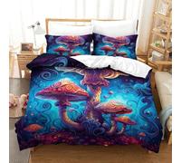 Mushroom Juego De Edredón Ropa De Cama, Juego De 3 Piezas Funda Nórdica Ropa De Cama De Funda De Edredón Fundas De Almohada con Cierre De Cremallera Double(200x200 cm)