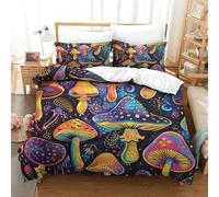 Mushroom Juego De Funda Nórdica con Estampado 3D, Fundas De Edredón Suaves De Microfibra Cepillada, Juegos De Cama De con Funda De Almohada, Juego De 3 Piezas King(220x240 cm)