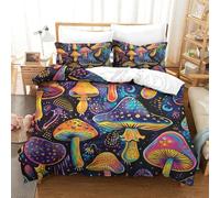 Mushroom Juego De Funda Nórdica con Estampado 3D, Fundas De Edredón Suaves De Microfibra Cepillada, Juegos De Cama De con Funda De Almohada, Juego De 3 Piezas Double(200x200 cm)