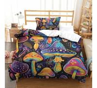 Mushroom Juego De Funda Nórdica Juegos De Cama 3D Funda Nórdica Funda De Edredón De Microfibra con Cremallera Juego De 3 Piezas Single(135x200 cm)
