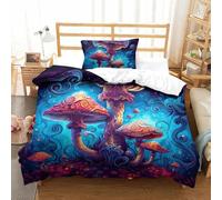 Mushroom Juego De Ropa De Cama De Funda De Edredón con Estampado 3D con Cierre De Cremallera, Funda De Edredón Suave para Hombres Mujeres Y Niños, Juego De 3 Piezas Single(135x200 cm)