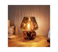 Mushroom Lamp, Small Vintage Table Lamp for Bedroom Nightstand, Translucent Glass Bedside Lamp