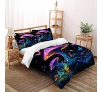 Mushroom Mariposa Juego De Funda para Edredón 3 Piezas 3D Impresa Dreamy Forest Fungi con Cremallera Y Funda De Almohada Super King（260x220cm） Microfibra Juego De Cama para