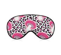 Mushroom Pink Black Leopard Print Sleep Masks Eye Cover Blackout con correa elástica ajustable Night Blindfold para mujeres, hombres, yoga, viajes, siesta