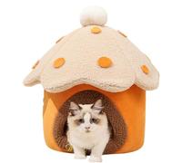 Mushroom Shaped Cat Bed, Cozy Pet Bed Cave, 18.9x18.9x19.69 Inches Cat Kennel with Removable and Washable Cushion, Comfortable Sleeping Nest for Cats and Puppies