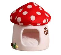 Mushroom Shaped Pet Bed Cave, Warm Winter Cat Tent, 19.7X18.5 Inches Comfortable Cozy Soft Sleeping Nest, Warming Puppy House for Small Pets Indoor Comfort and Security