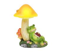 Mushroom Solar Lights - Cute Waterproof Solar Frog Garden Decor Resin Statue | LED Mushroom Garden Lights Outdoor | Frog Sleeping Sculpture For Patio Yard Lawn Automatic Induction Weather Resistant 44