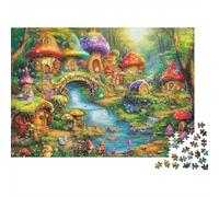 Mushroom Village Puzzles 1000 Piezas Papel Reciclado Fairy Tale Adulto Puzzles Developing Niños‘s Intelligence Juego Educativo for Family 38x26cm/1000pcs