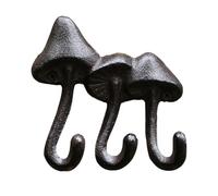 Mushroom Wall Hooks, Vintage Hat and Key Hanger, Decorative Cast Iron Organizer, Space-Saving Design, Small Rustic Home Decor (Set of 3), for Courtyard and Entrance