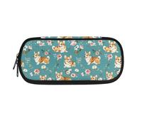 Mushroom068 Estuche para lápices con diseño de delfín, color azul, estuche pequeño para lápices estético, bolsa de maquillaje para mujeres y niñas, bolsa de almacenamiento, Corgicorgi, Talla única,