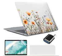 MUSHUI 4 en 1 Funda para MacBook Air 13 Pulgadas M1 A2337 A2179 A1932, 2020 2019 2018, Súper Delgada Plástico Carcasa Rígida & Cubierta de Teclado & Protector de Pantalla & Adaptador USB C, New21