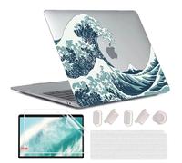 MUSHUI Funda para MacBook Air 13 Pulgadas M1 A2337 A2179 A1932, 2020 2019 2018 Touch ID, Súper Delgada Plástico Carcasa Rígida & Cubierta de Teclado & Protector de Pantalla, Olas Japonesas