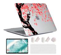MUSHUI Funda para MacBook Air 13 Pulgadas M1 A2337 A2179 A1932, 2020 2019 2018 Touch ID, Súper Delgada Plástico Carcasa Rígida & Cubierta de Teclado & Protector de Pantalla, Flores 14
