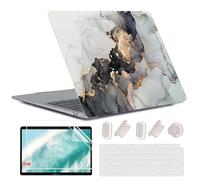 MUSHUI Funda para MacBook Air 13 Pulgadas M1 A2337 A2179 A1932, 2020 2019 2018 Touch ID, Súper Delgada Plástico Carcasa Rígida & Cubierta de Teclado & Protector de Pantalla, Mármol Negro 3