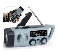 MUSHUI Radio Solar de Emergencia con Manivela, FM/Am/SW Radio Portatil Pequeña de Emergencia con Dinamo y Linterna LED 2000mAh Powerbank y SOS Alarma y USB para Camping al Aire Libre, IPX5