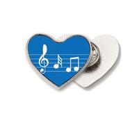 Music 5-le Staff - Broche de metal con diseño de corazón azul