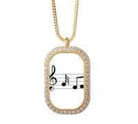 Music 5-le Staff - Collar con colgante de cristal dorado y diamantes azules