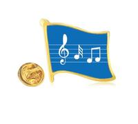 Music 5-le Staff - Pin de solapa con bandera de metal dorado azul Art Deco