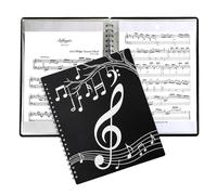 Music Binder - 40 Pockets Storage Album | Displays 80 Pages Spiral Binding Sheet Holder | For Photo Scrapbook Documents Paper Artwork Piano Card Keepsake Business Drawing Cash | 29.5x24.4cm PP Black
