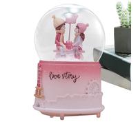Music Box Snow Globe - 5.31 Inch Crystal Couple Ornament | Resin Glass Musical Lantern Globe - Hand Painted Battery Powered Decor With Snow Effect For Home Gift Display Valentine's Day Decorations Gif