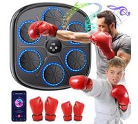 Music Boxing Machine Adulto, LED Máquina de Boxeo Musical con 2 Guantes, 9 Velocidades, Boxeo Pared Musical con Bluetooth y Recuento Inteligente y Luces al Ritmo de la Música