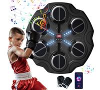 Music Boxing Machine, máquina de boxeo musical para niños y adultos con 3 velocidades y modos, profesional entrenador de boxeo electrónico de pared, con guantes de boxeo, para gimnasio y casa (negro)