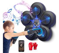 Music Boxing Machine, Smart Music Boxeador Electrónico, Máquina de entrenamiento de Diana de Boxeo de Pared con Guantes de Boxeo, Objetivo de Golpear Inteligente Enlace Bluetooth (A+Guantes de Boxeo