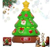 Music Bubble Christmas Tree with Stickers for Decorating, Recargable Bubble Machine, Xmas Tree Decor Bubbles for Kids, Music Box with Lights, Christmas Decorations at Home (1 unidad)