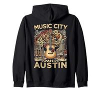 Music City Austin Souvenir Texas Música en Vivo Austin Sudadera con Capucha