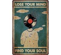 Music & Coffee Lose Your Mind Find Your Soul - Póster de metal de 30,5 x 20,3 cm, diseño divertido de cueva de hombre, decoración para el hogar, oficina, bar