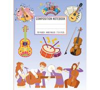 Music Composition Notebook for School: Wide Ruled Journal for Kids, Teens & Students | Cute Music-Themed Writing Book for Class & Notes