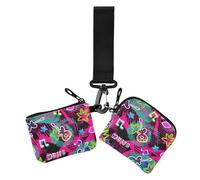 Music Disco Retro de los años 70 a la moda colorida de las mujeres cambiando las carteras de tarjetas delgadas y desmontables con cremallera y correa de muñeca para dama, 2 unidades