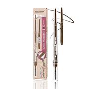 Music Flower Lápiz de cejas - Lápiz de cejas 3 en 1, Pluma de cejas ultrafina con cepillo y recortador de cejas, Regalos de maquillaje de ojos de larga duración para mujeres, Marrón oscuro