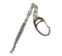 Music Gifts Llavero de flauta travesera plateado con notas musicales, para aficionados de la música, Unisex-adultos, Gris