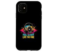 Music Headphones DJ Feel The Beat Live The Vibe Retro Sound Carcasa para iPhone 11