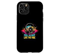 Music Headphones DJ Feel The Beat Live The Vibe Retro Sound Carcasa para iPhone 11 Pro