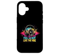 Music Headphones DJ Feel The Beat Live The Vibe Retro Sound Carcasa para iPhone 16
