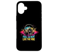 Music Headphones DJ Feel The Beat Live The Vibe Retro Sound Carcasa para iPhone 16 Plus
