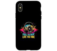 Music Headphones DJ Feel The Beat Live The Vibe Retro Sound Carcasa para iPhone X/XS