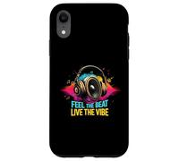Music Headphones DJ Feel The Beat Live The Vibe Retro Sound Carcasa para iPhone XR