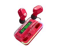 MUSIC HERO Auriculares TWS inalámbricos con Estuche de Carga, Pantalla LCD, micrófono Incorporado, música y Llamadas Durante 3 Horas, Controles táctiles, Rosa