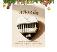 Music Hug - Handmade Motivational Souvenir Gift | Portable Encouragement Card Set with Inspirational Notes, Thoughtful Keepsake for Kids Teens Adults Collectors Musicians Christmas, 6x5.58cm Resin