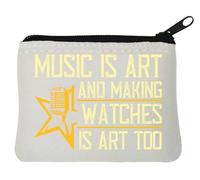 Music is art, and making watches is art, too artist músico eslogan monedero de neopreno, 10 x 11 cm, color blanco, White, Talla única