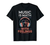 Music Is Math With Feelings Headphones Heartbeat Art Camiseta