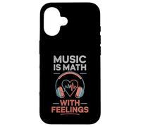 Music Is Math With Feelings Headphones Heartbeat Art Carcasa para iPhone 16