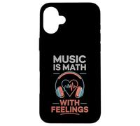 Music Is Math With Feelings Headphones Heartbeat Art Carcasa para iPhone 16 Plus