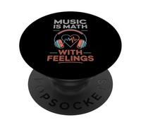 Music Is Math With Feelings Headphones Heartbeat Art PopSockets PopGrip Adhesivo